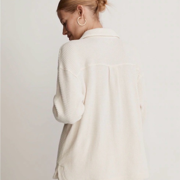 Madewell Cream Button-Front Waffle Shirt Size Small - Picture 3 of 9